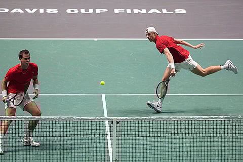 Davis Cup Tennis, Argentina vs Canada: Canada's Denis Shapovalov, right, and Vasek Pospisil in action agianst Argentina's Maximo Gonzalez and Andres Molteni